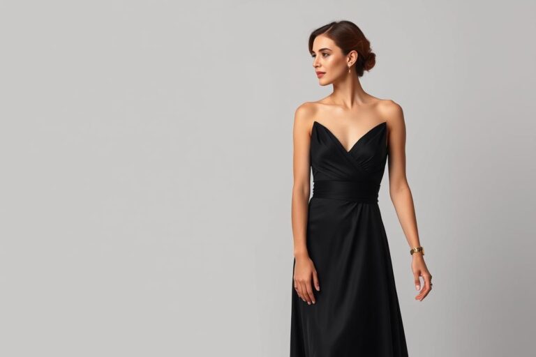 Elegancka czarna sukienka na 40 urodziny z subtelnymi dodatkami