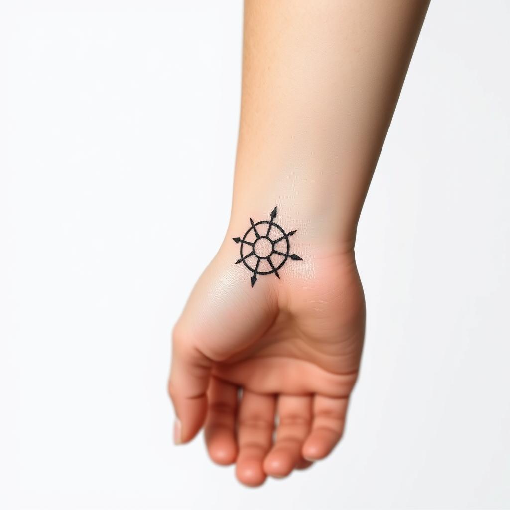 Tatuaż linearny przedstawiający symbole astrologiczne wykonane jedną linią