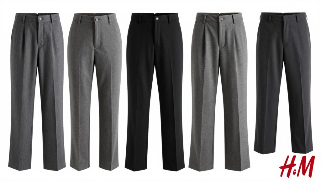 Różne modele spodni H&M w rozmiarze M dla różnych typów sylwetek