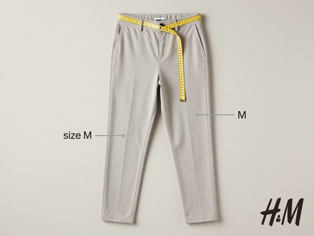 Spodnie damskie H&M w rozmiarze M z widocznymi wymiarami